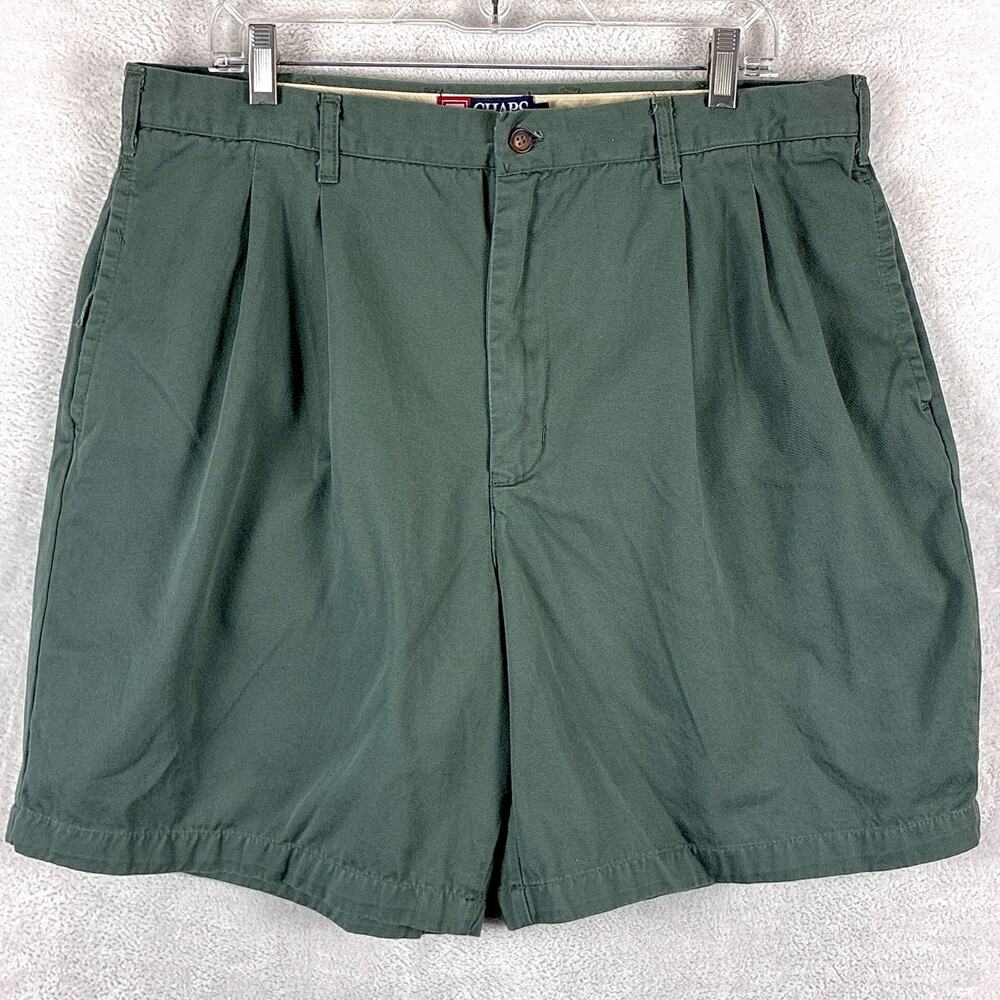 VTG Chaps Ralph Lauren Shorts Mens 38 Green Pleated Chino Preppy Summer 90s